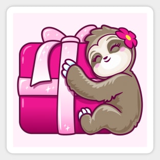 Sloth gift pink present Magnet